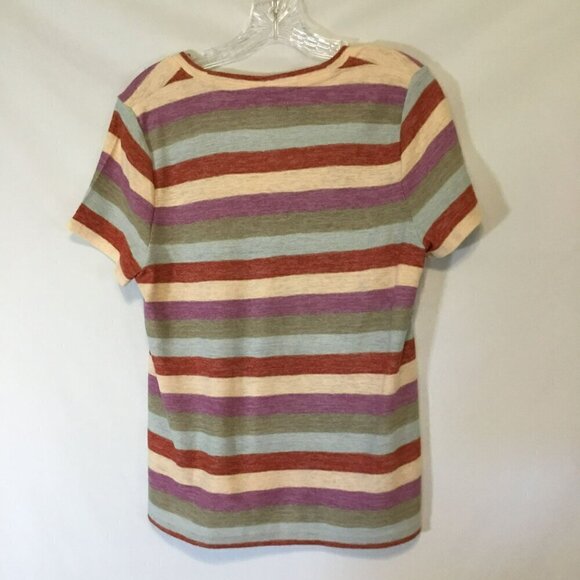 Madewell Striped tee Multicolor Short Sleeve Scoop Neck Women's Sz Medium Cotton - Picture 5 of 10